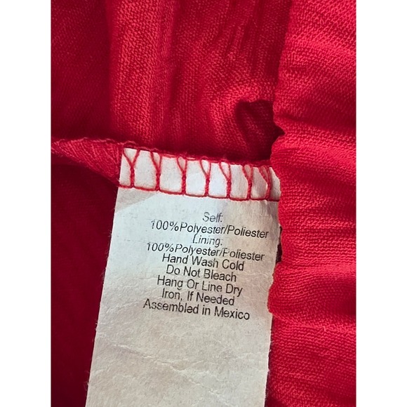 21 Saints Womens Red Wide Leg Textured Drawstring Elastic Waist Pants Size L - Picture 6 of 7